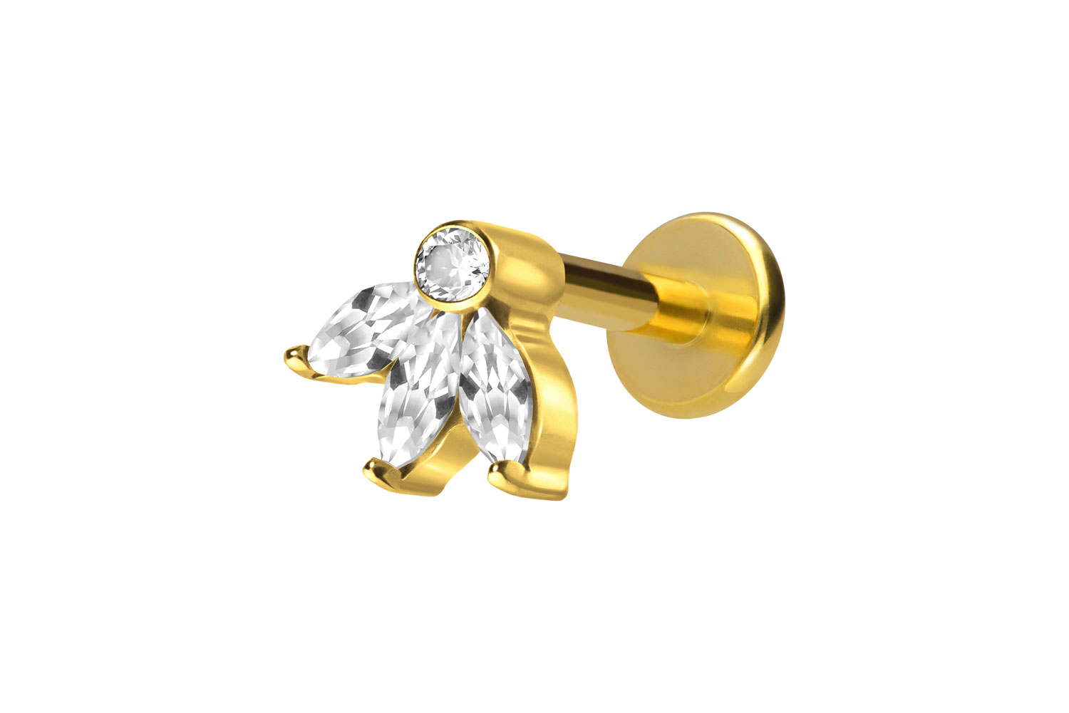 Titan Labret Piercing mit Innengewinde LOTUSBLÜTE